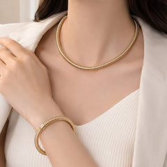 Gold-Plated Spiral Choker Necklace & bracelet