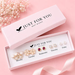 Gift Box Studs - 10 (Golden/Pink)