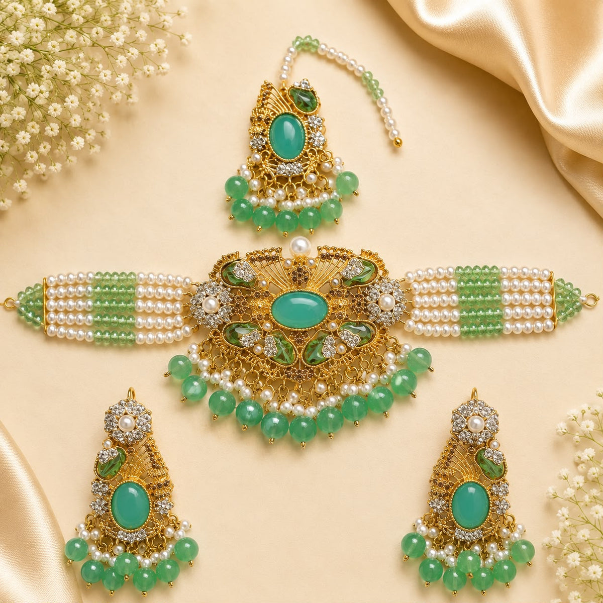Turkish Choker Set-07 (Mint Green)