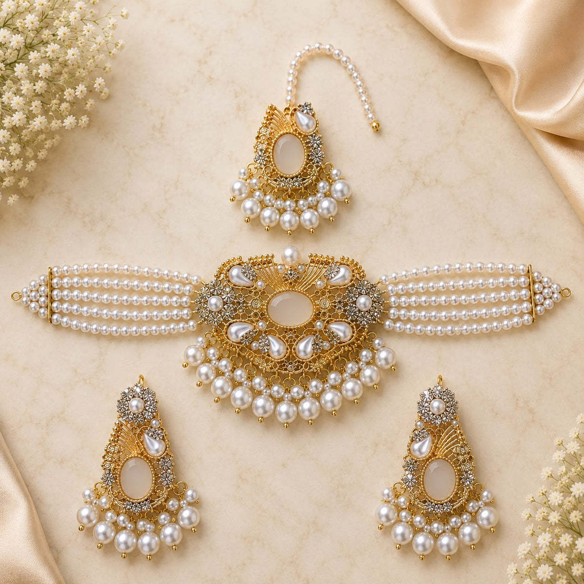 Turkish Choker Set-07 (Pearl)