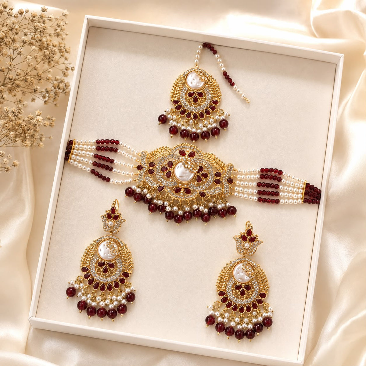 Turkish Choker Set-03 (Maroon)