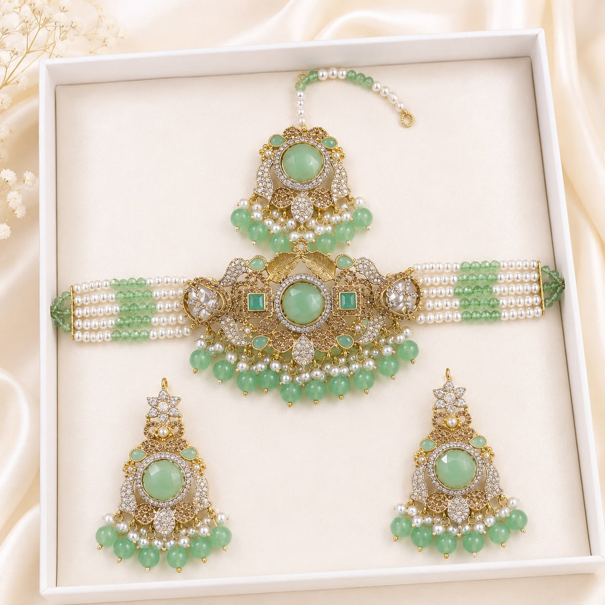 Turkish Choker Set-08 (Mint Green)