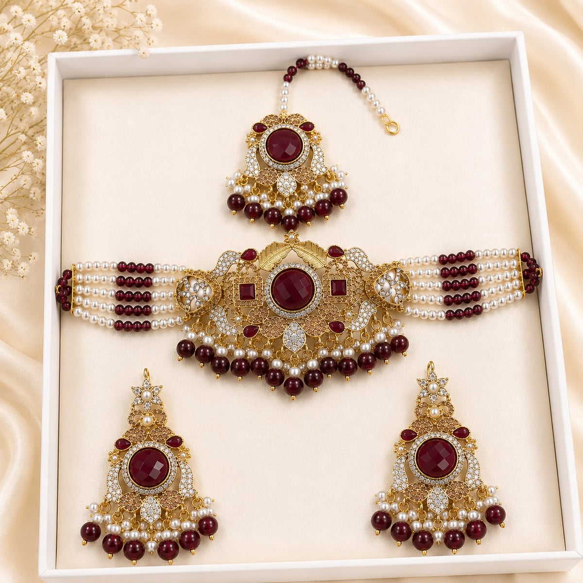 Turkish Choker Set-08 (Maroon)