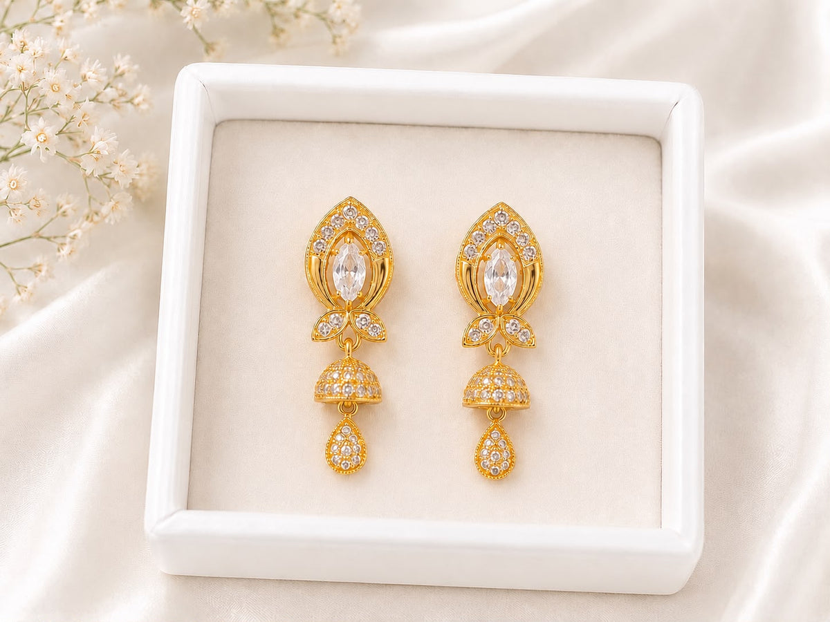 Zircon Jhumki-102 (White)