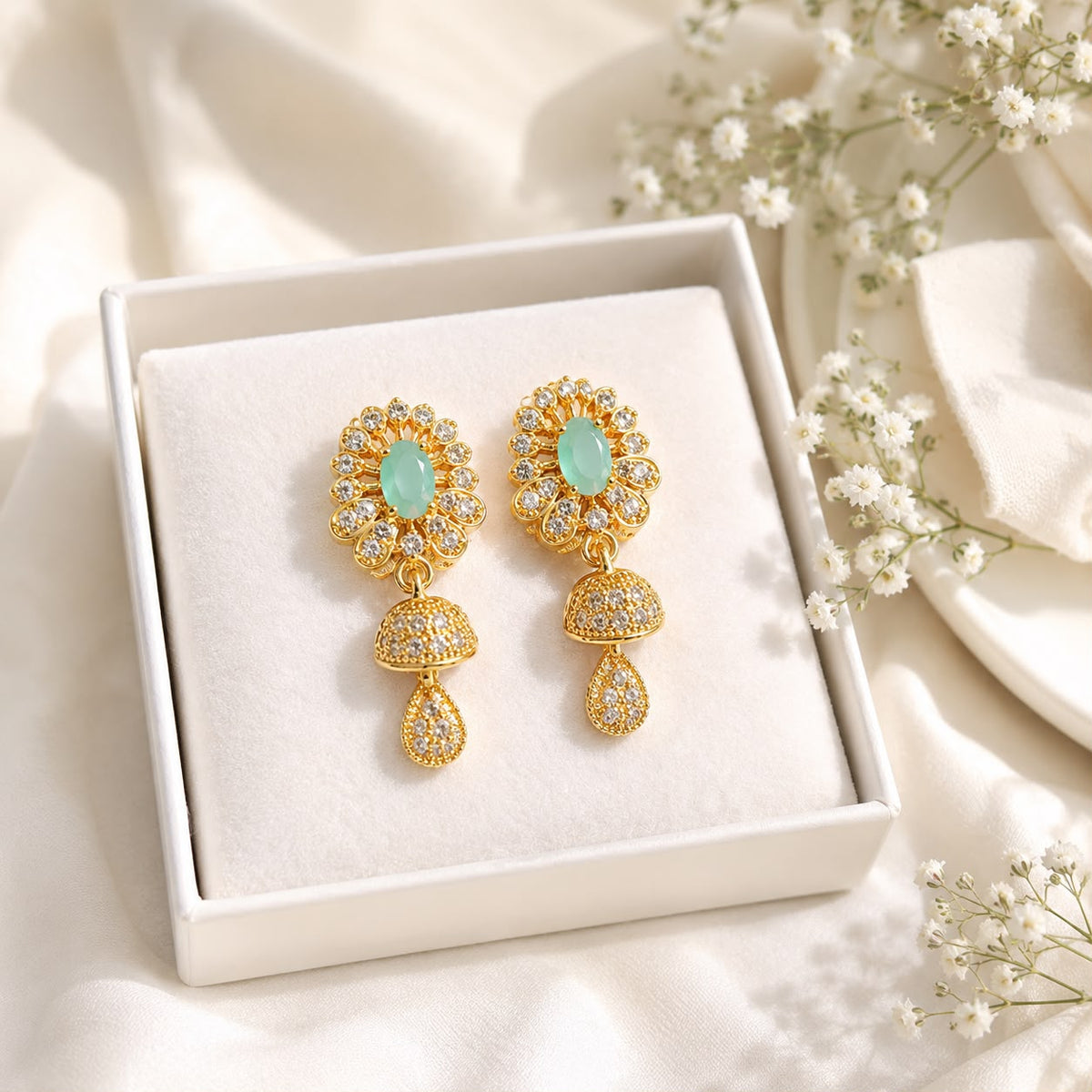 Zircon Jhumki-104 (Mint Green)