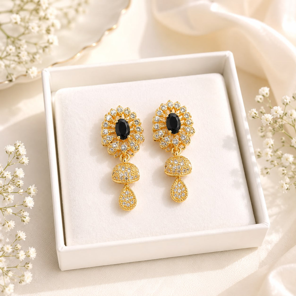 Zircon Jhumki-104 (Black)