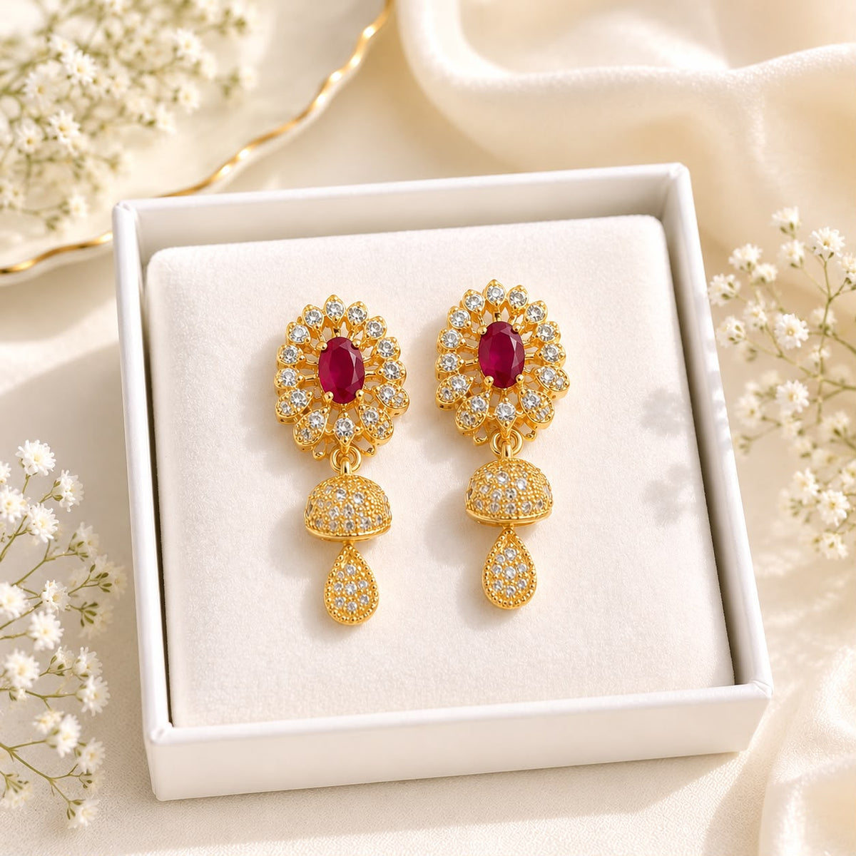 Zircon Jhumki-104 (Maroon)