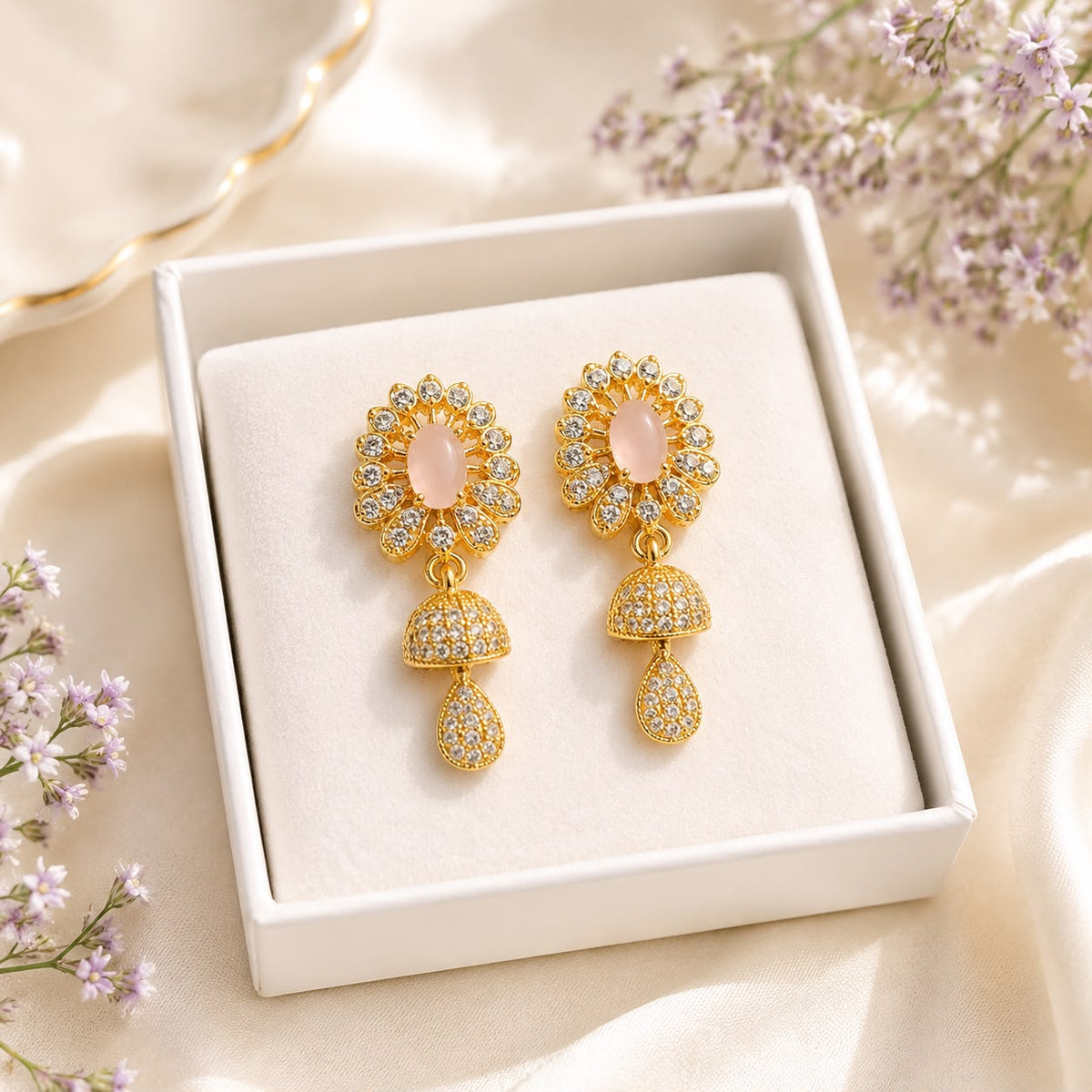 Zircon Jhumki-104 (Pink)
