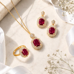 Zircon Locket Set-171 (Maroon)