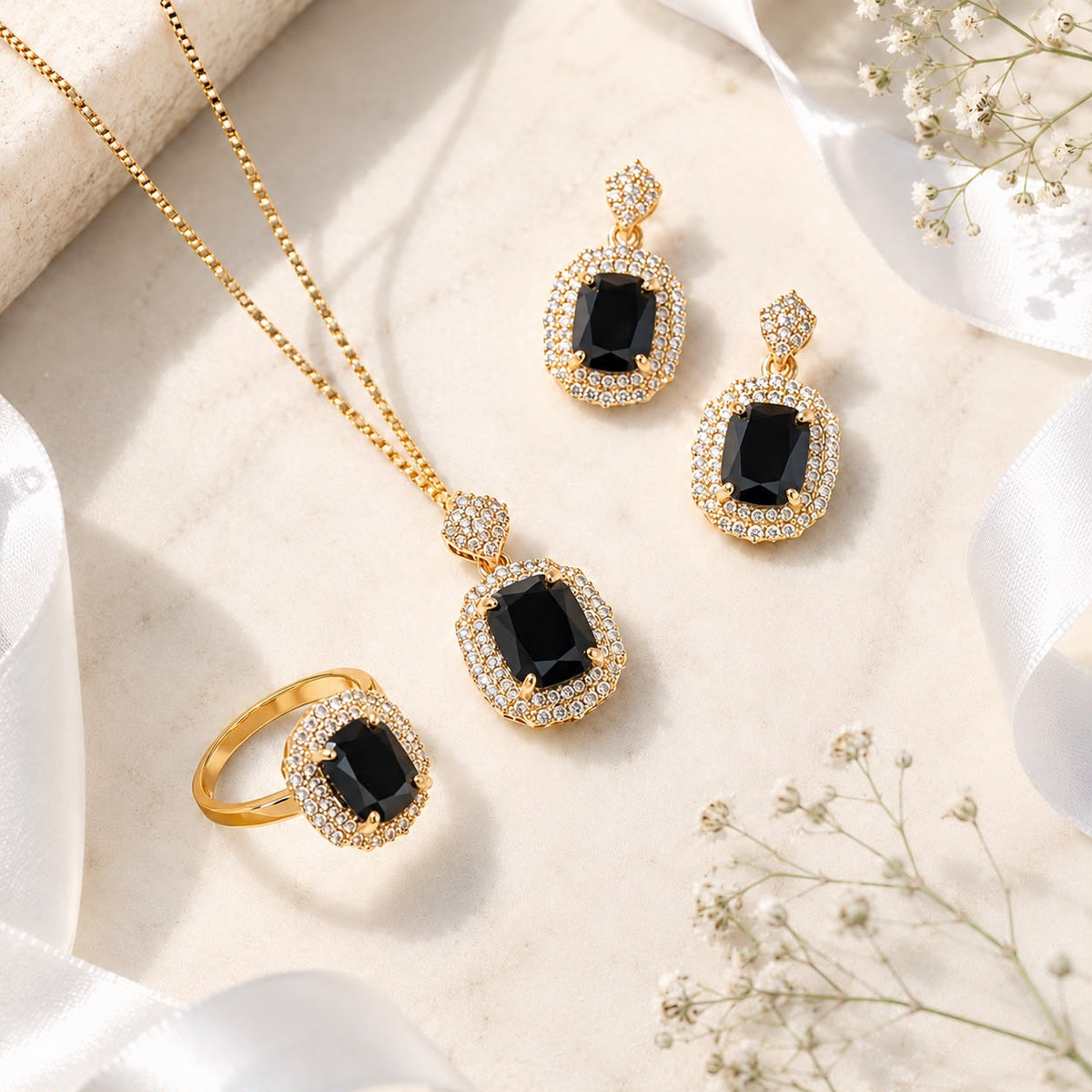 Zircon Locket Set-171 (Black)