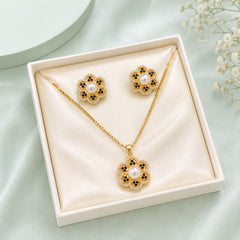 Zircon Locket Set-173 (Golden/Black)