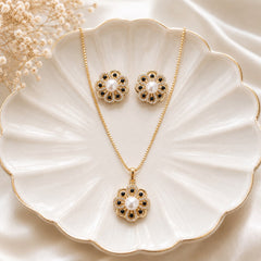 Zircon Locket Set-172 (Golden/Black)