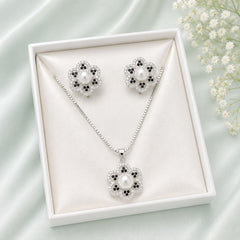Zircon Locket Set-173 (Silver/Black)