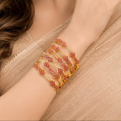 Zircon bangles-24 (Golden/Maroon)