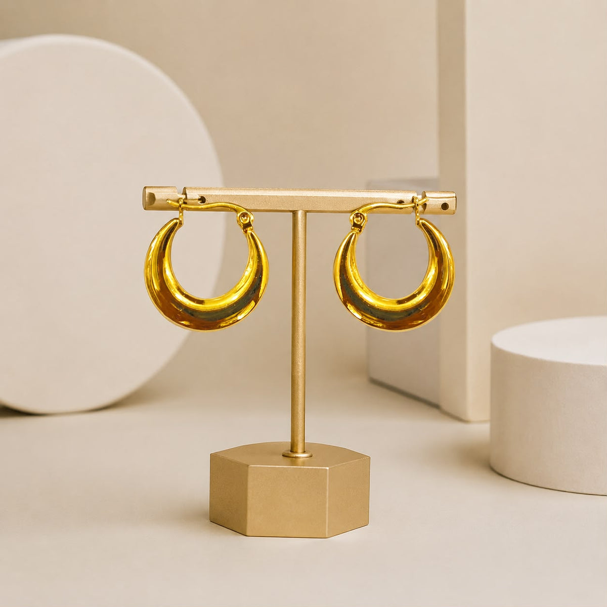 Stainless Steel Hoop Earring-14 (Golden)