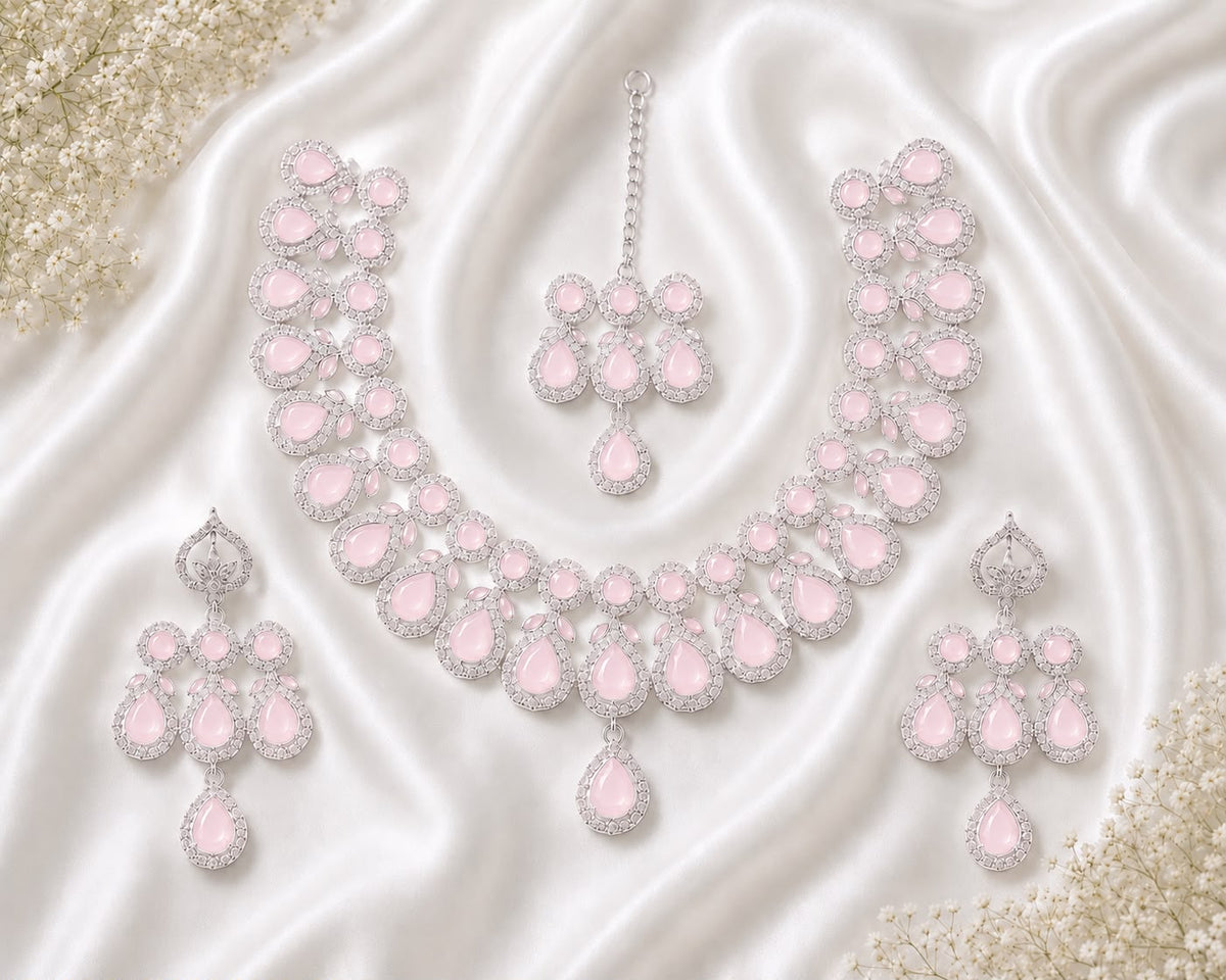 Zircon Set-02 (Silver/Pink)