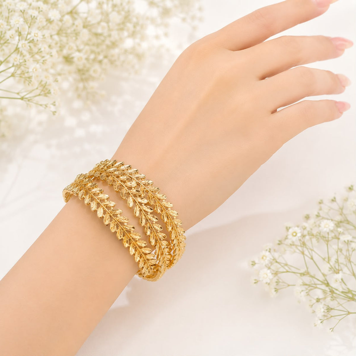 Gold Adjustable Kara Bracelet-33 (Golden)