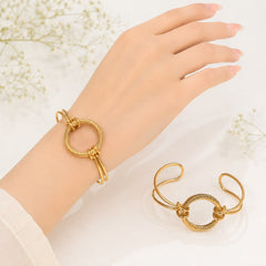 Gold Adjustable Kara Bracelet-32 (Golden)