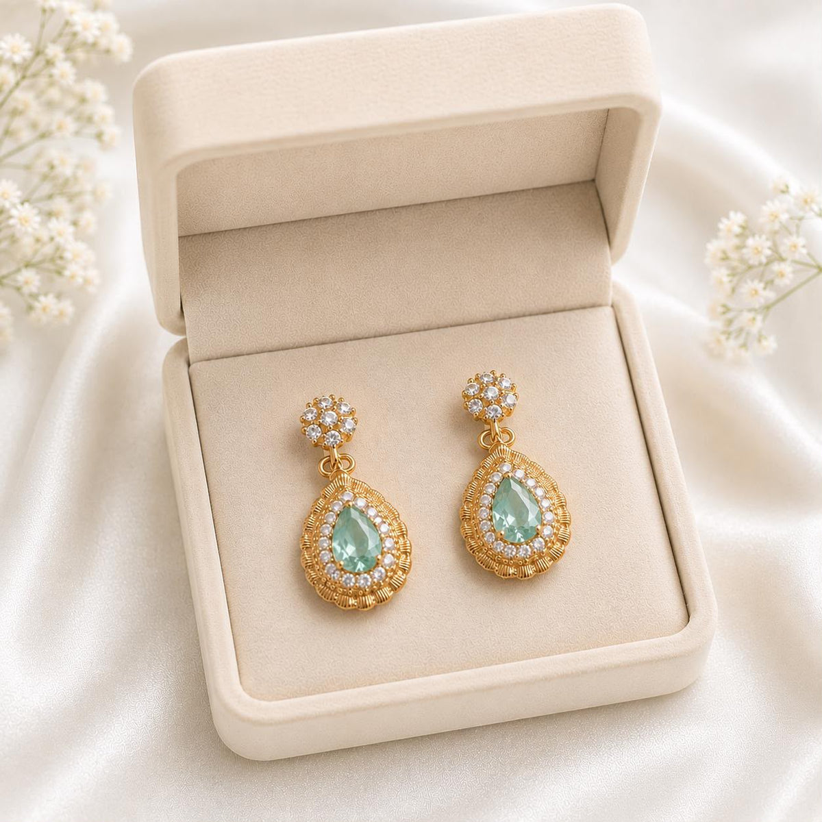 Zircon Earring-231 (Light Blue)