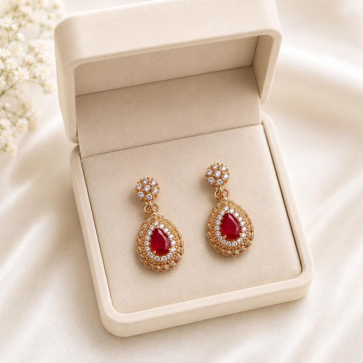 Zircon Earring-231 (Maroon)