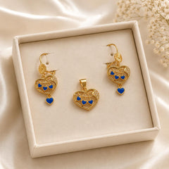 Gold Plated Locket Set-08 (Ferozi)