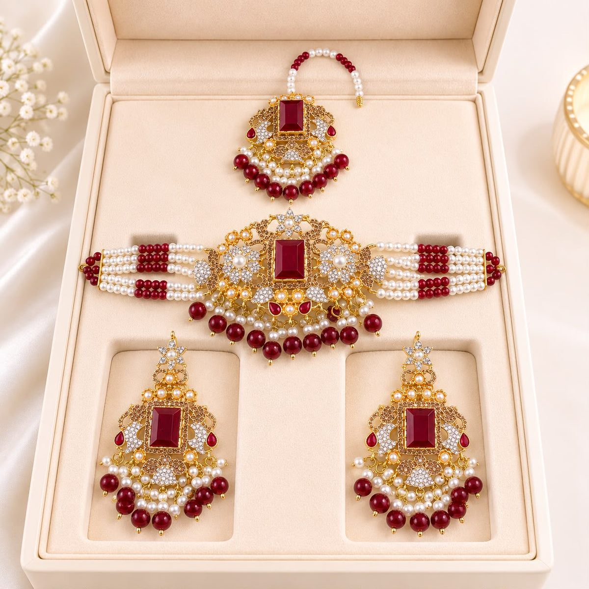 Turkish Choker Set-10 (Maroon)