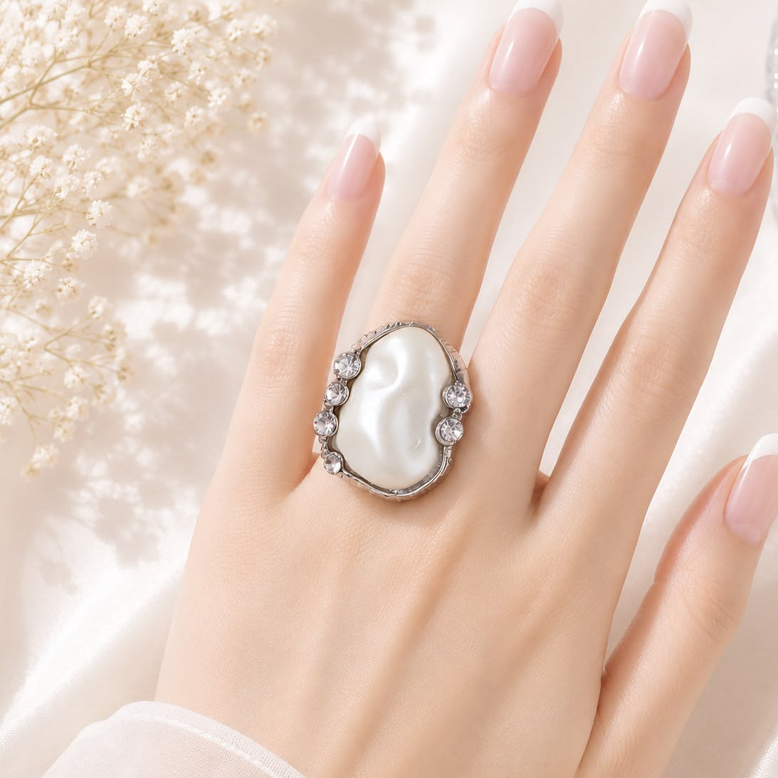 Baroque Pearl Ring-02 (Silver)