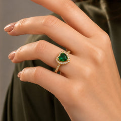 Zircon Ring-427 (Golden/Green)