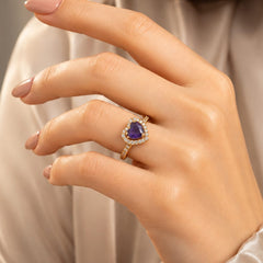 Zircon Ring-427 (Golden/Purple)