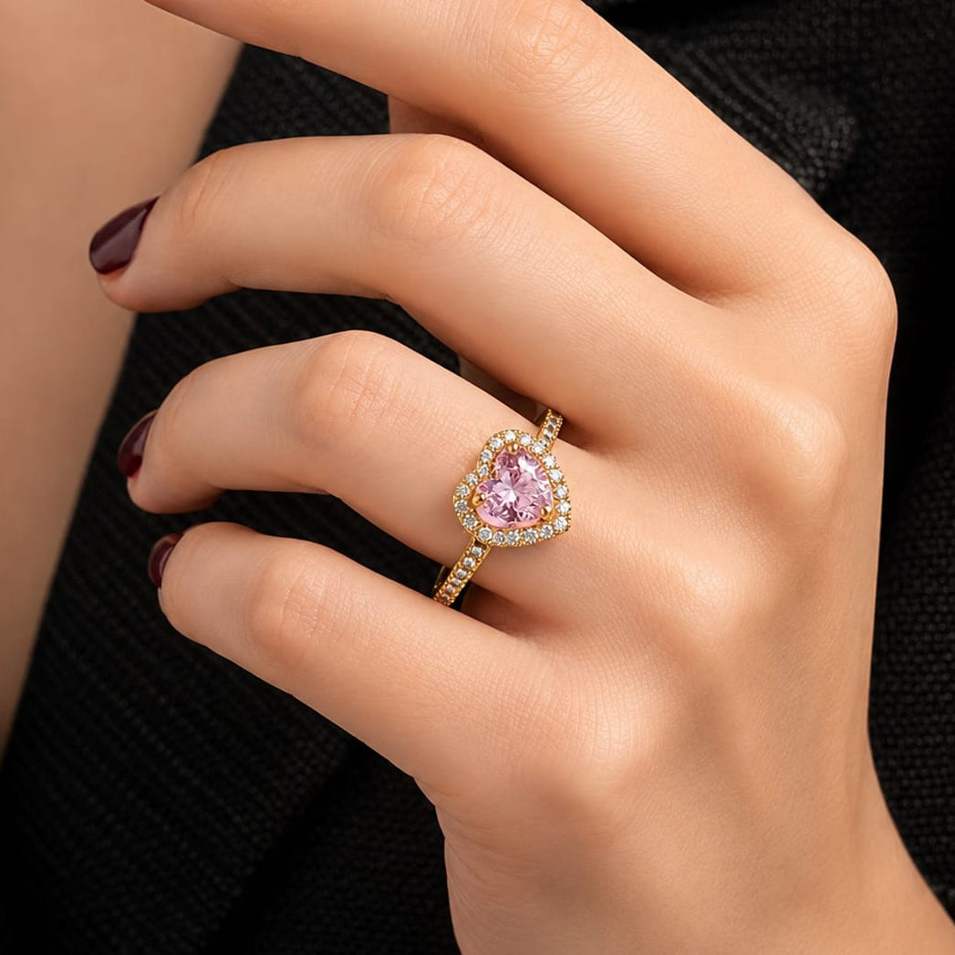 Zircon Ring-427 (Golden/Pink)