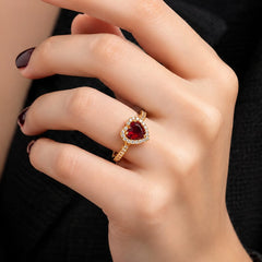 Zircon Ring-427 (Golden/Maroon)