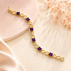 Zircon Bracelet-86 (Golden/Purple)