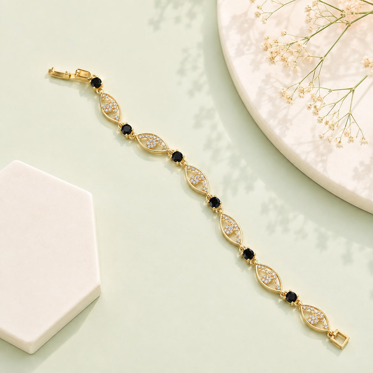 Zircon Bracelet-92 (Golden/Black)