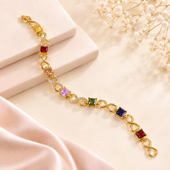 Zircon Bracelet-86 (Golden/Multi)