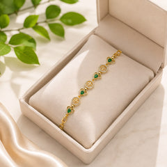 Zircon Bracelet-89 (Golden/Green)