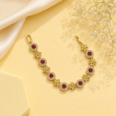 Zircon Bracelet-88 (Golden/Maroon)