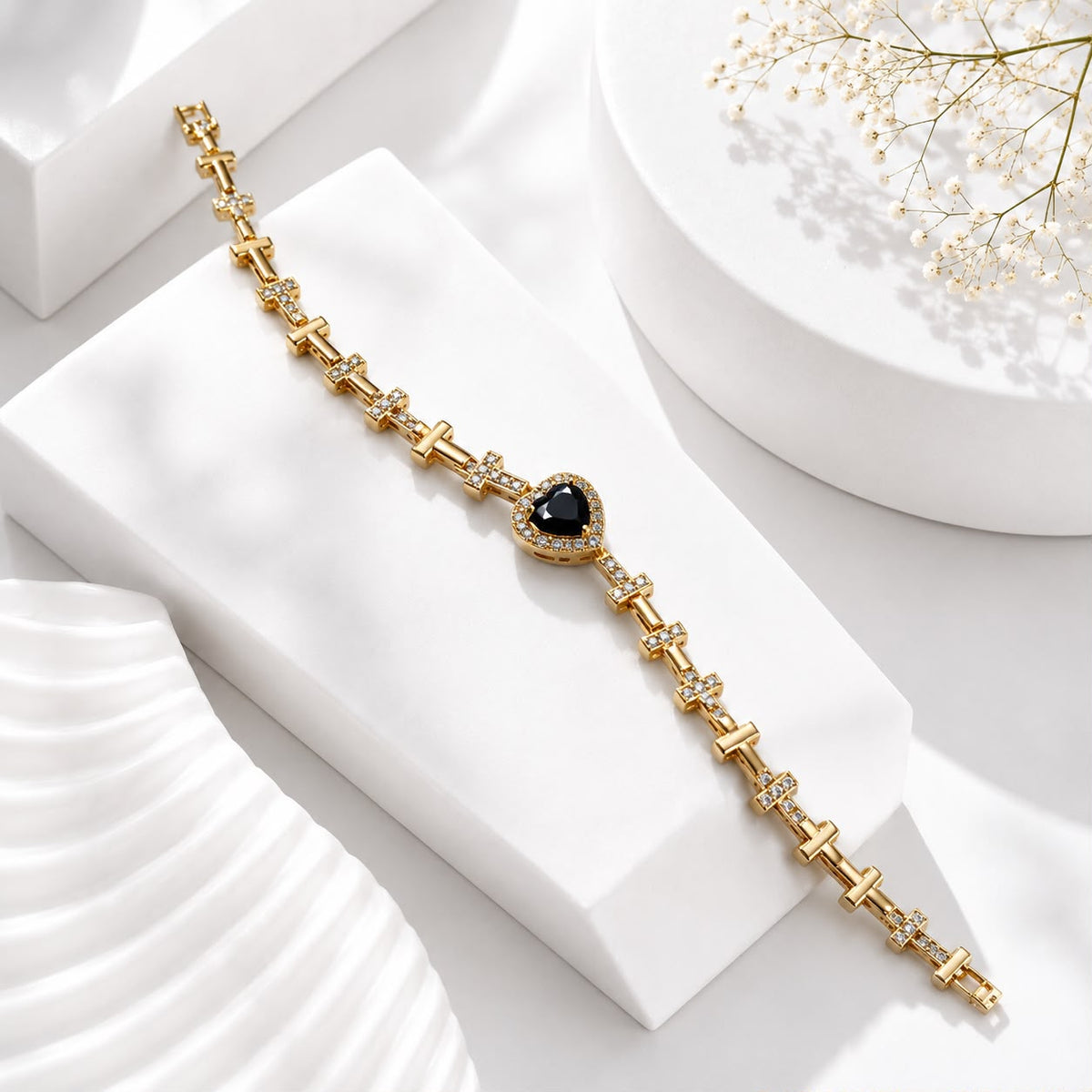Zircon Bracelet-91 (Golden/Black)