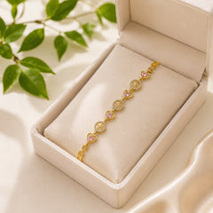 Zircon Bracelet-89 (Golden/Pink)