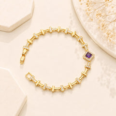 Zircon Bracelet-87 (Golden/Purple)