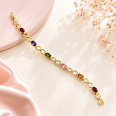 Zircon Bracelet-90 (Golden/Multi)