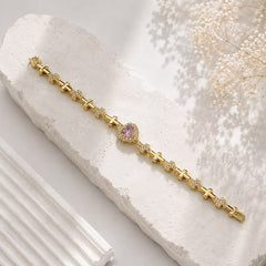Zircon Bracelet-91 (Golden/Pink)