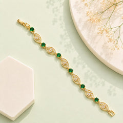 Zircon Bracelet-92 (Golden/Green)