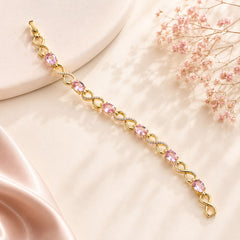 Zircon Bracelet-90 (Golden/Pink)