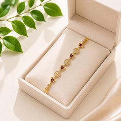 Zircon Bracelet-89 (Golden/Maroon)