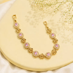 Zircon Bracelet-88 (Golden/Pink)