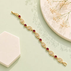 Zircon Bracelet-92  (Golden/Maroon)