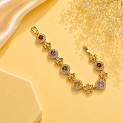 Zircon Bracelet-88 (Golden/Multi)
