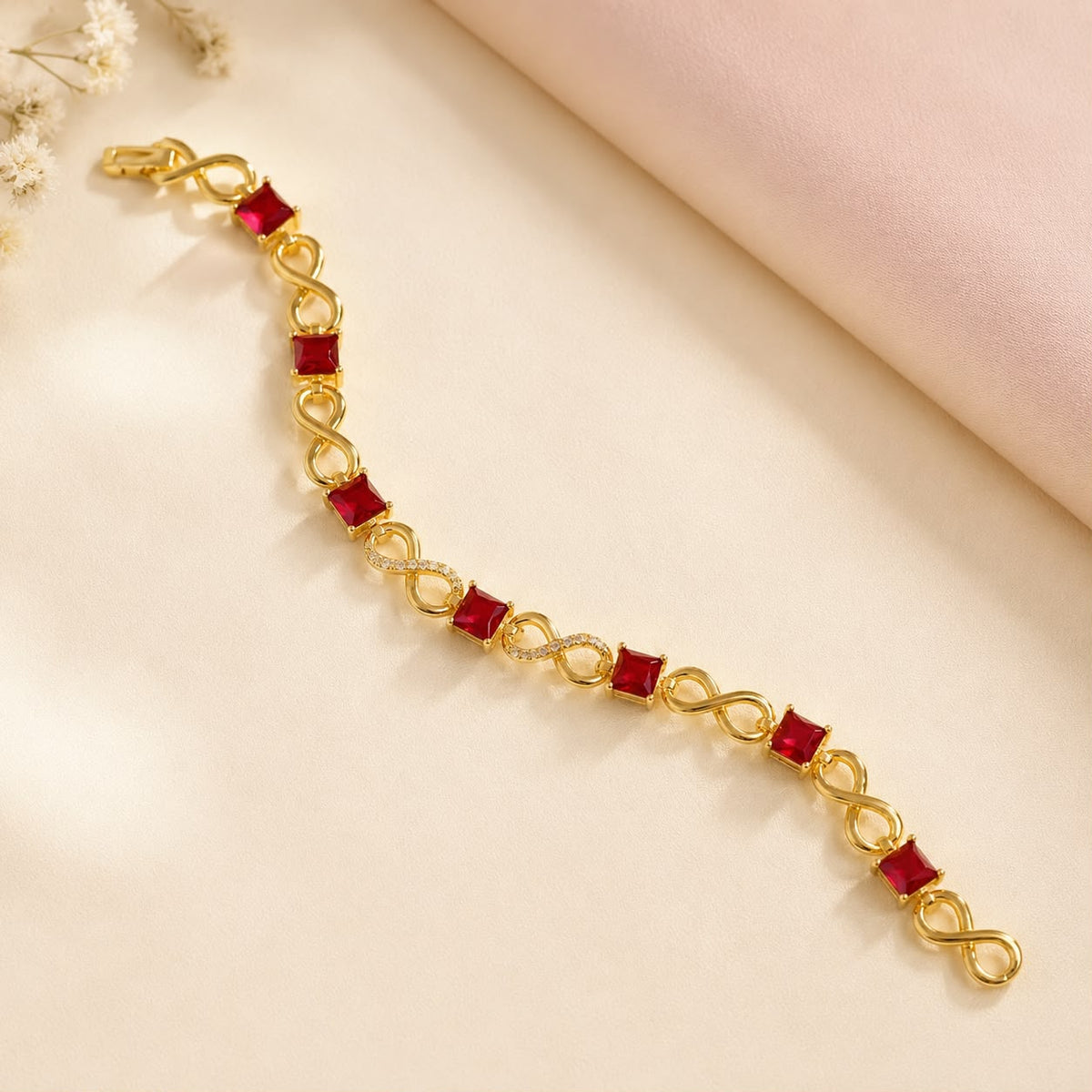 Zircon Bracelet-86 (Golden/Maroon)