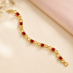Zircon Bracelet-86 (Golden/Maroon)