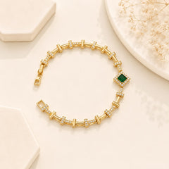 Zircon Bracelet-87 (Golden/Green)